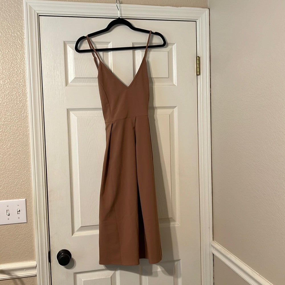 TAUPE ALINE DRESS WITH POCKETS CRISSCROSS STRAPS SIZE XL